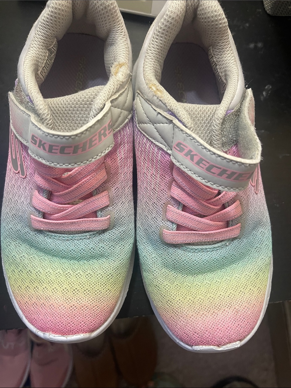 Skechers Kids Pink Mint Rainbow Gradient Slip-On Sneakers